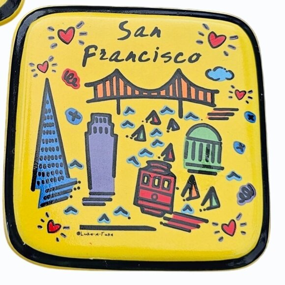 Luke-A-Tuke San Francisco Coaster Set of 2 Souvenir Vacation  Golden Gate Bridge - Picture 2 of 6